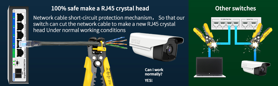 Switch PoE+ no administrado de Ethernet Gigabit de 6 puertos, 4 Gigabit PoE+ @52W de potencia incorporada